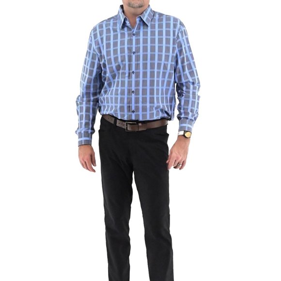 TASSO ELBA Men's Cotton Plaid Collared Shirt #BK12